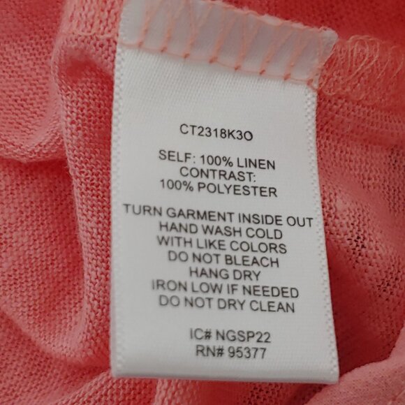 Sanctuary 100% Linen Blouse 3/4 Tie Sleeve Sheer Trim V Neck - Picture 7 of 7